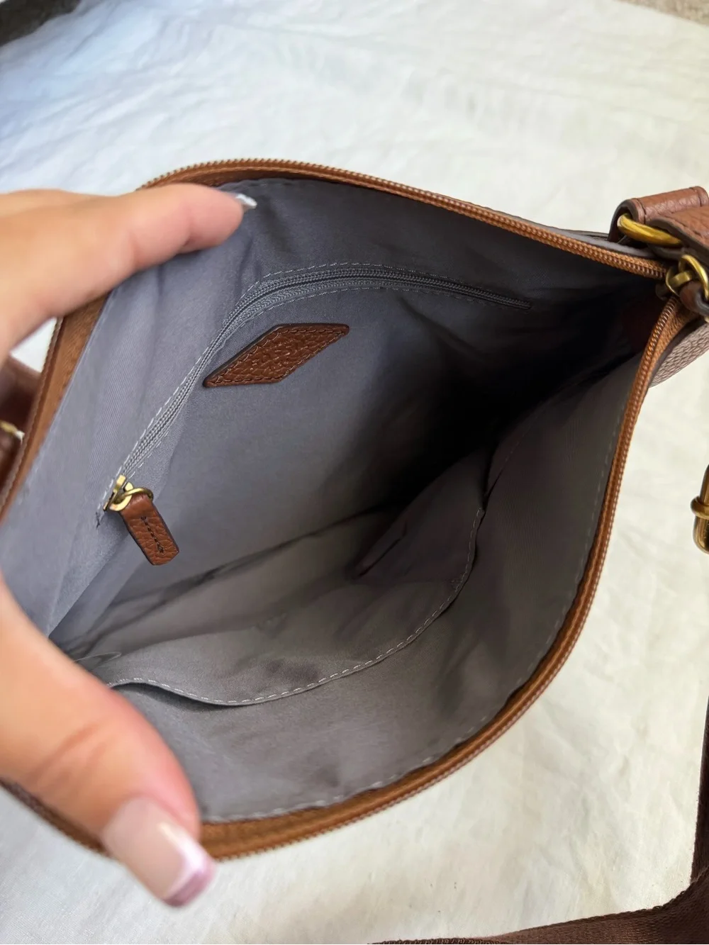 Fossil Tessa Leather Crossbody Bag with Gold Hardware